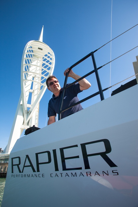 Mark Jarvis on Rapier 550 Catamaran